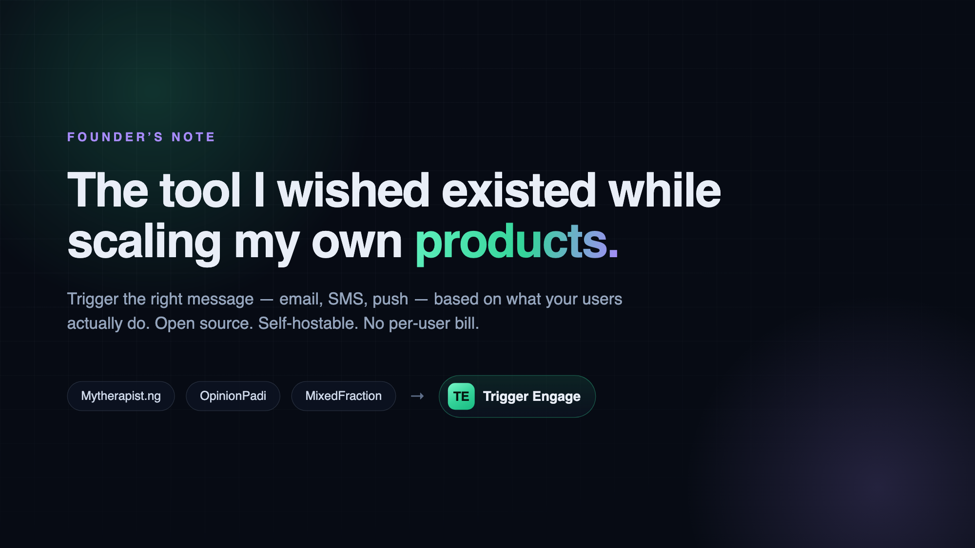 Founder's note: the tool I wished existed while scaling Mytherapist.ng, OpinionPadi and MixedFraction — now Trigger Engage
